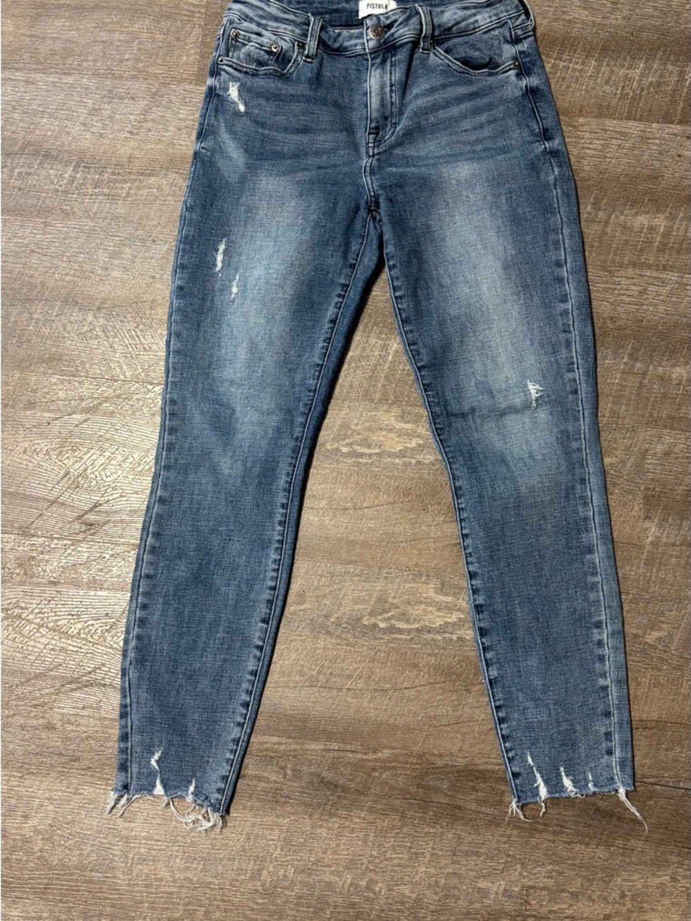 pistola Skinny Distressed Jeans in Medium Wash Blue